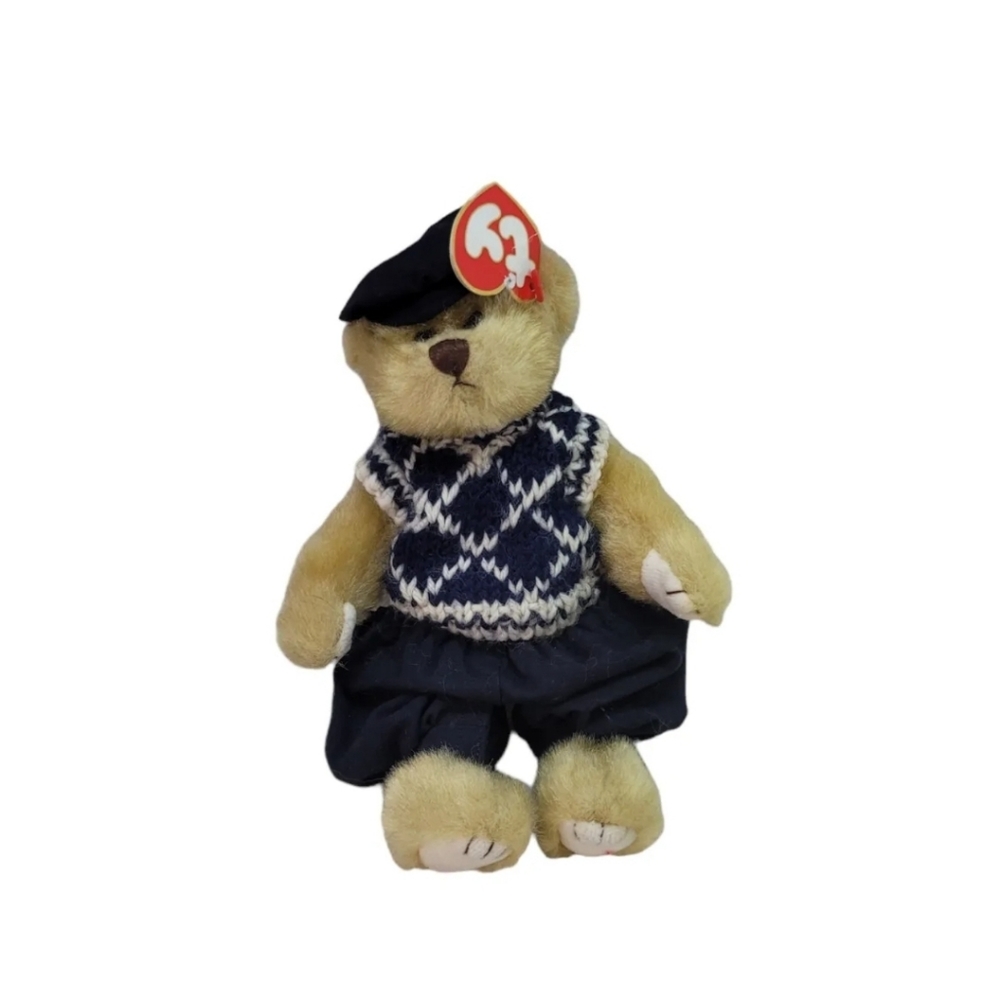 TY Beanie Baby Attic Treasure Mullingan Golf Teddy Bear 2000 Plush - Read Below